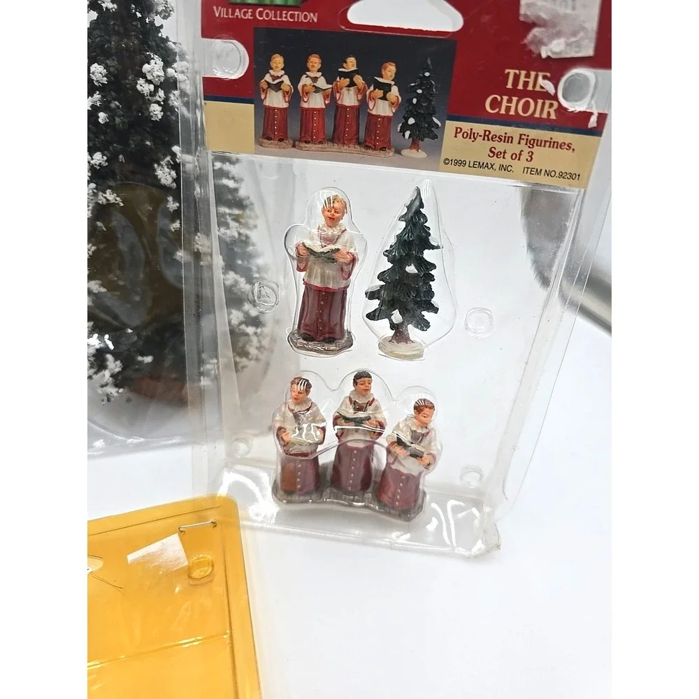 Lemax‎ Village Evergreen Trees Choir Singers Christmas Fireman And Dalmatian LOT